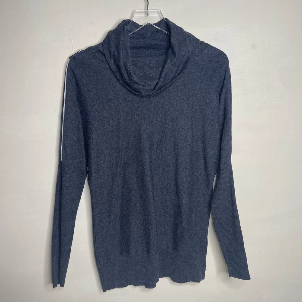 Michael Kors gray cowl neck zipper sleeve sweater